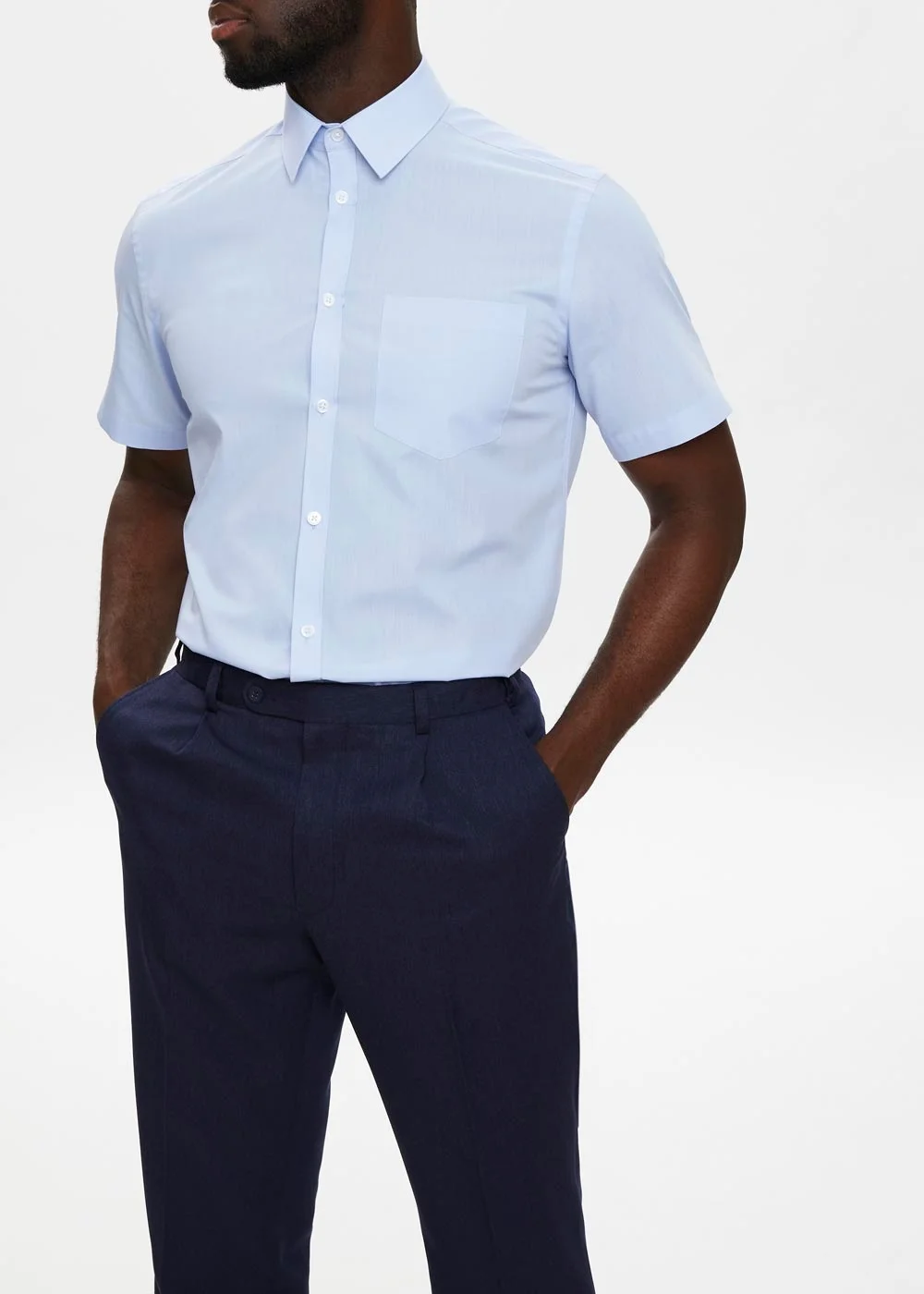 Taylor & Wright Blue Easy Care Regular Fit Short Sleeve Shirt - 14.5 Collar Image 1
