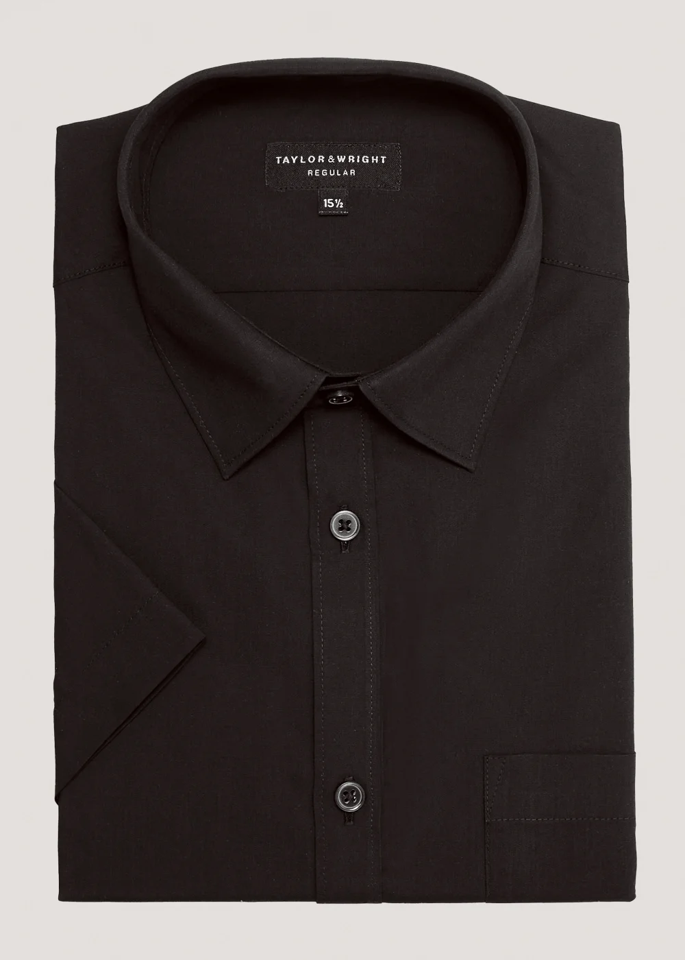 Taylor & Wright Black Easy Care Regular Fit Short Sleeve Shirt - 14.5 Collar Image 5