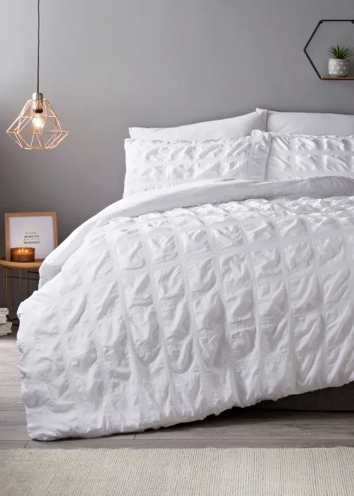 White Seersucker Duvet Cover - Double Image 1