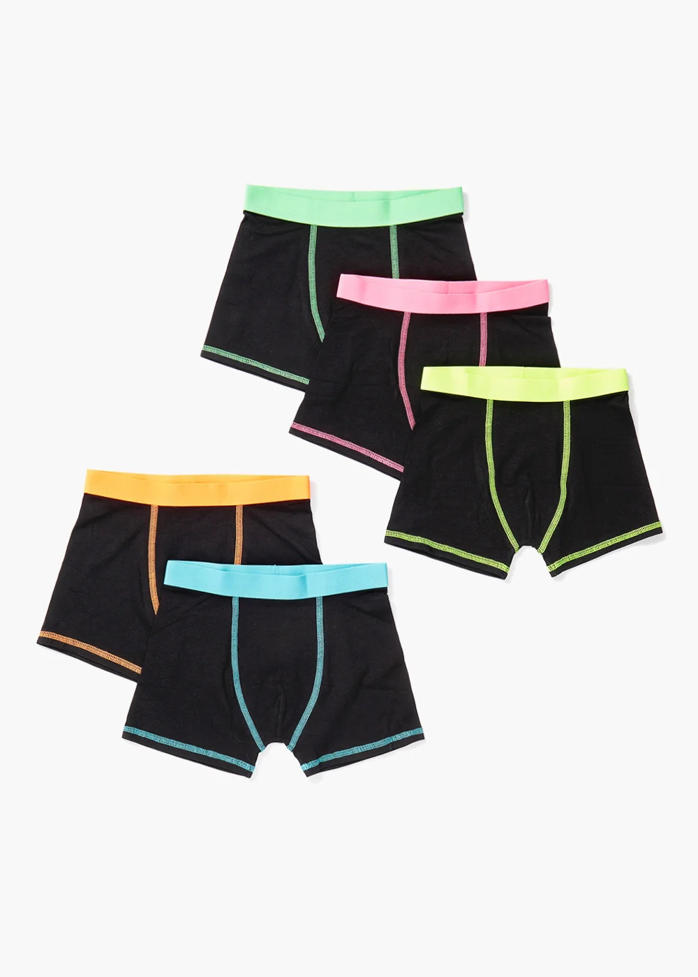 Boys 5 Pack Black Neon Trunks (2-16yrs) - 2-3 Yrs Image 1