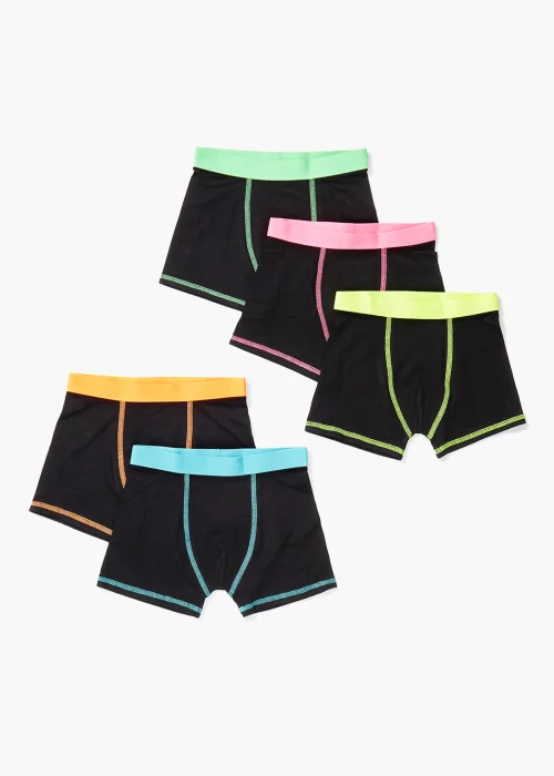 Boys 5 Pack Black Neon Trunks (2-16yrs) - 2-3 Yrs Image 1