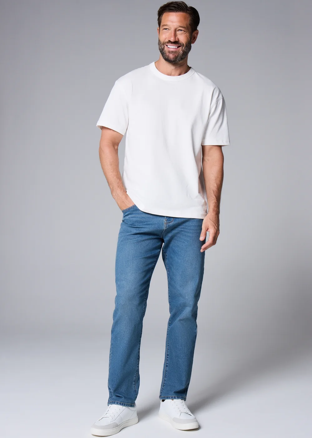 Mid Wash Stretch Slim Fit Jeans - 30 R Image 1