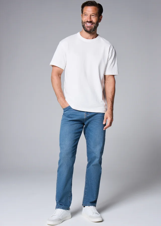 Mid Wash Stretch Slim Fit Jeans