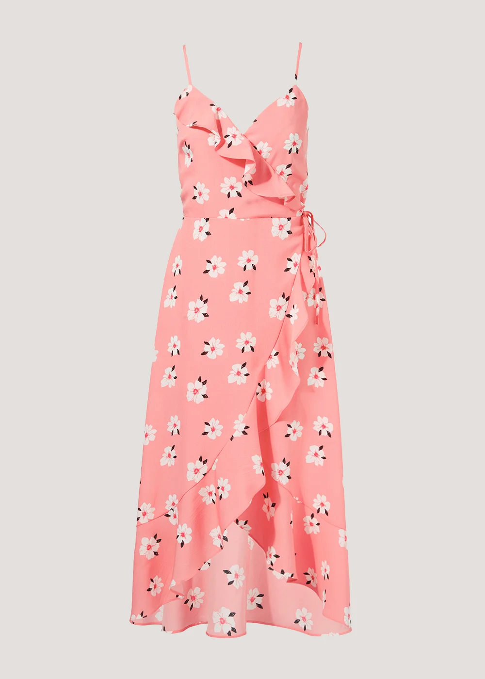 Be Beau Pink Floral Mock Wrap Midi Dress - 6 Image 6