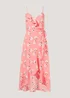 Be Beau Pink Floral Mock Wrap Midi Dress - 6 Image 6