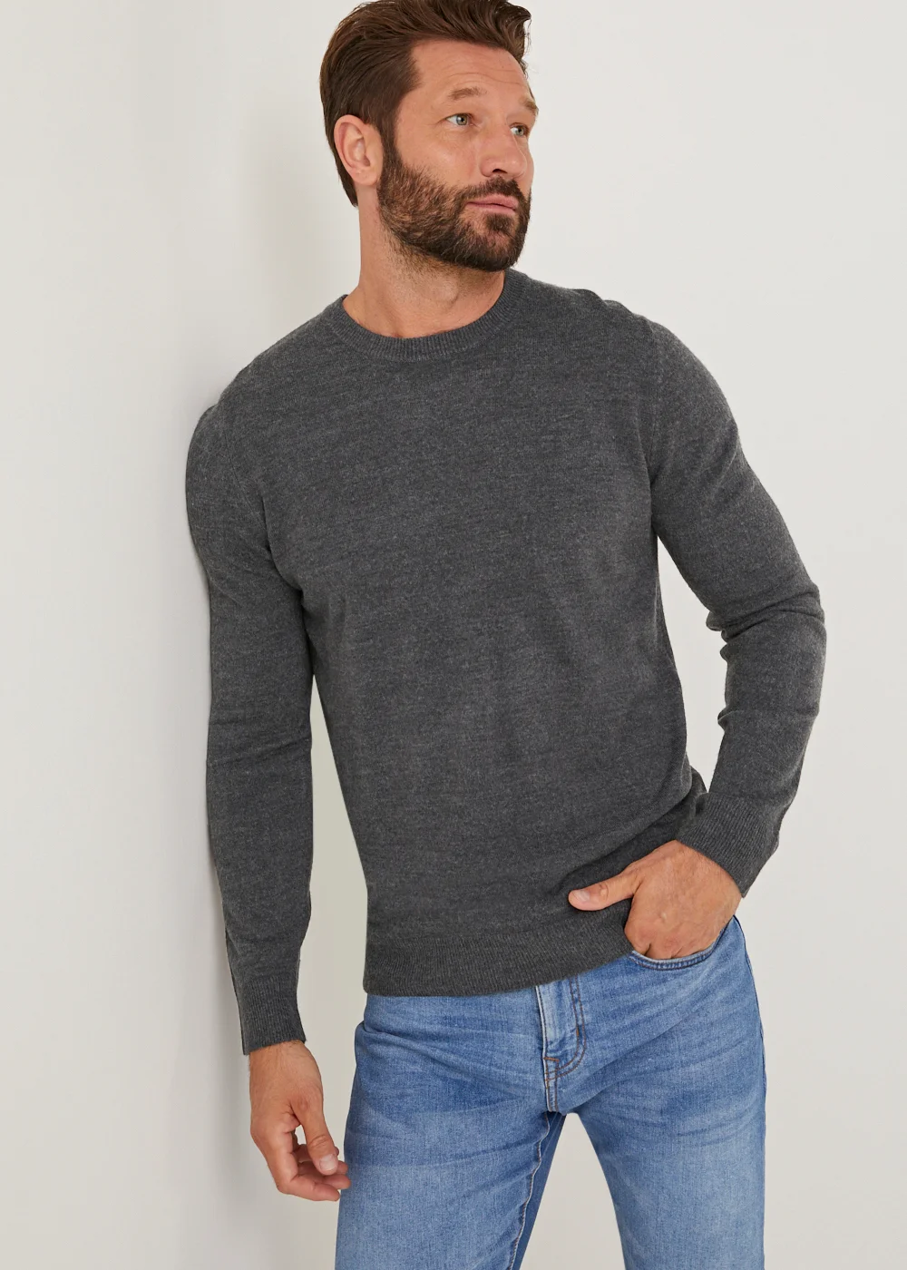 Charcoal Soft Touch Crew Neck Jumper - Extra small Image 1
