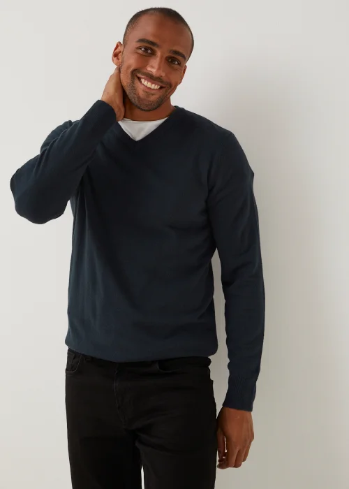 Navy Soft Touch V-Neck Jumper - Small Image 1