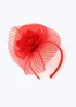 Red Mesh Flower Headband Fascinator - One Size Image 1