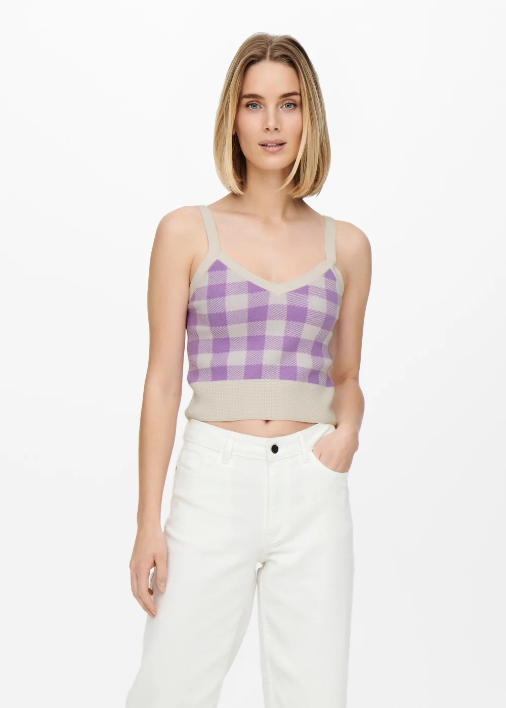 JDY Lilac Jacquard Vest Top - S - UK 8 Image 1