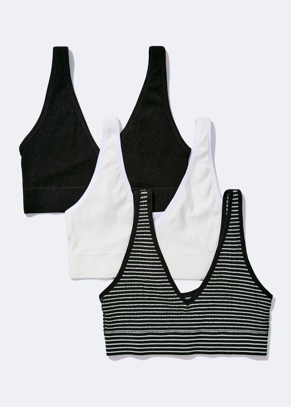 3 Pack Seam Free Ribbed Crop Tops - S Image 5