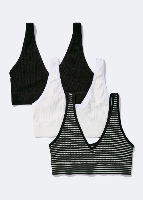 3 Pack Seam Free Ribbed Crop Tops - S Image 5