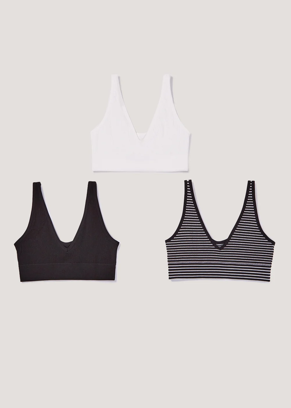 3 Pack Seam Free Ribbed Crop Tops - S Image 1