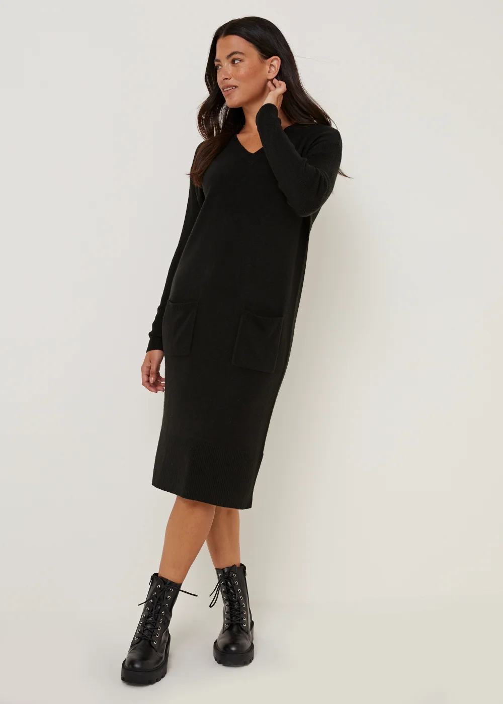 Black Super Soft V-Neck Dress - 8 Image 4