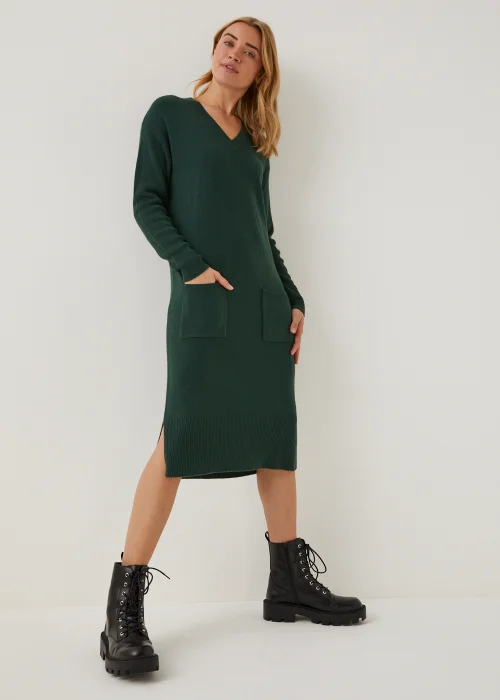 Green Super Soft V-Neck Dress - 8 Image 5