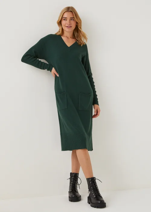 Green Super Soft V-Neck Dress - 8 Image 1