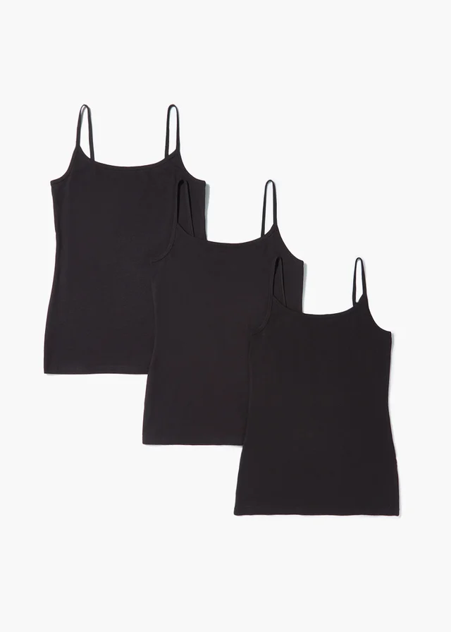 3 Pack Black Essential Cami Tops