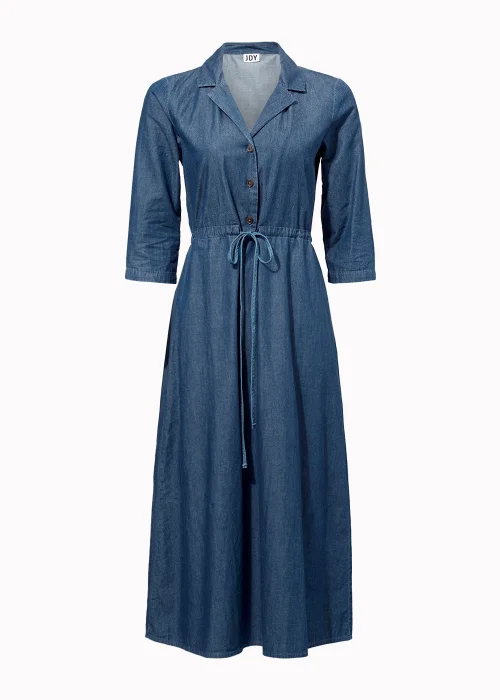 JDY Dark Wash Denim Midi Shirt Dress - 6 Image 3