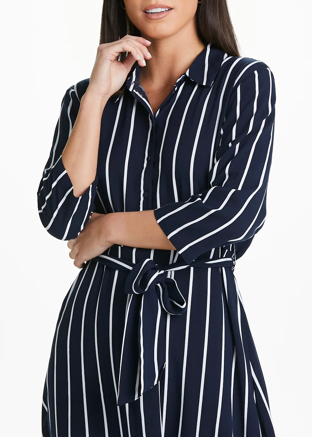JDY Navy Stripe Maxi Shirt Dress - 8 Image 2
