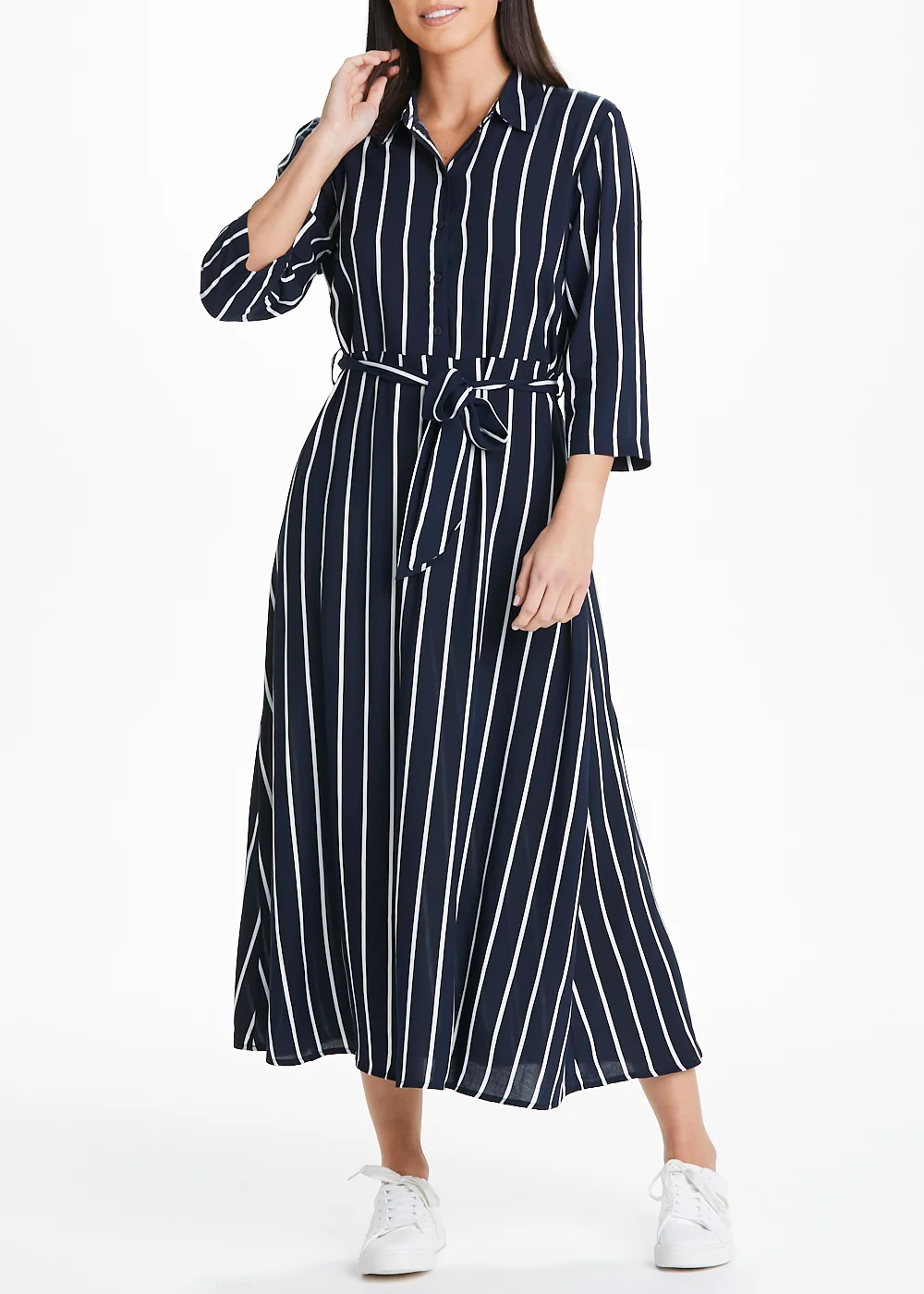 JDY Navy Stripe Maxi Shirt Dress - 8 Image 1