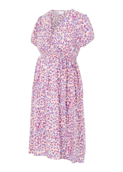 Mamalicious Maternity Azure Lilac Animal Print Midi Dress - 12 Image 2