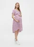 Mamalicious Maternity Azure Lilac Animal Print Midi Dress - 12 Image 1