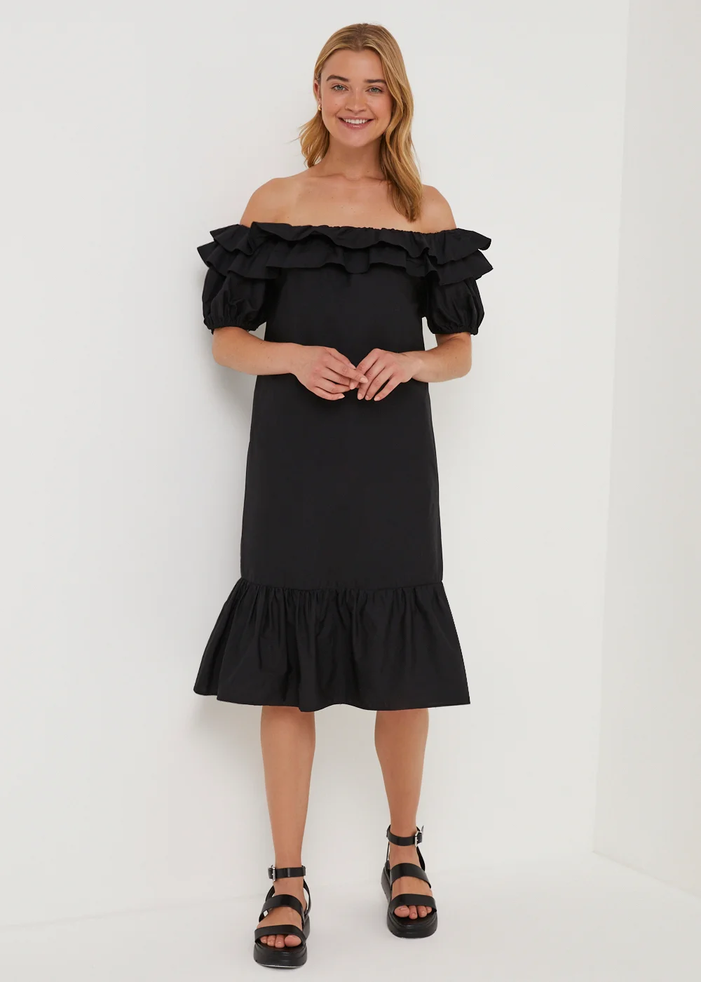 JDY Cuba Black Bardot Dress - 8 Image 1