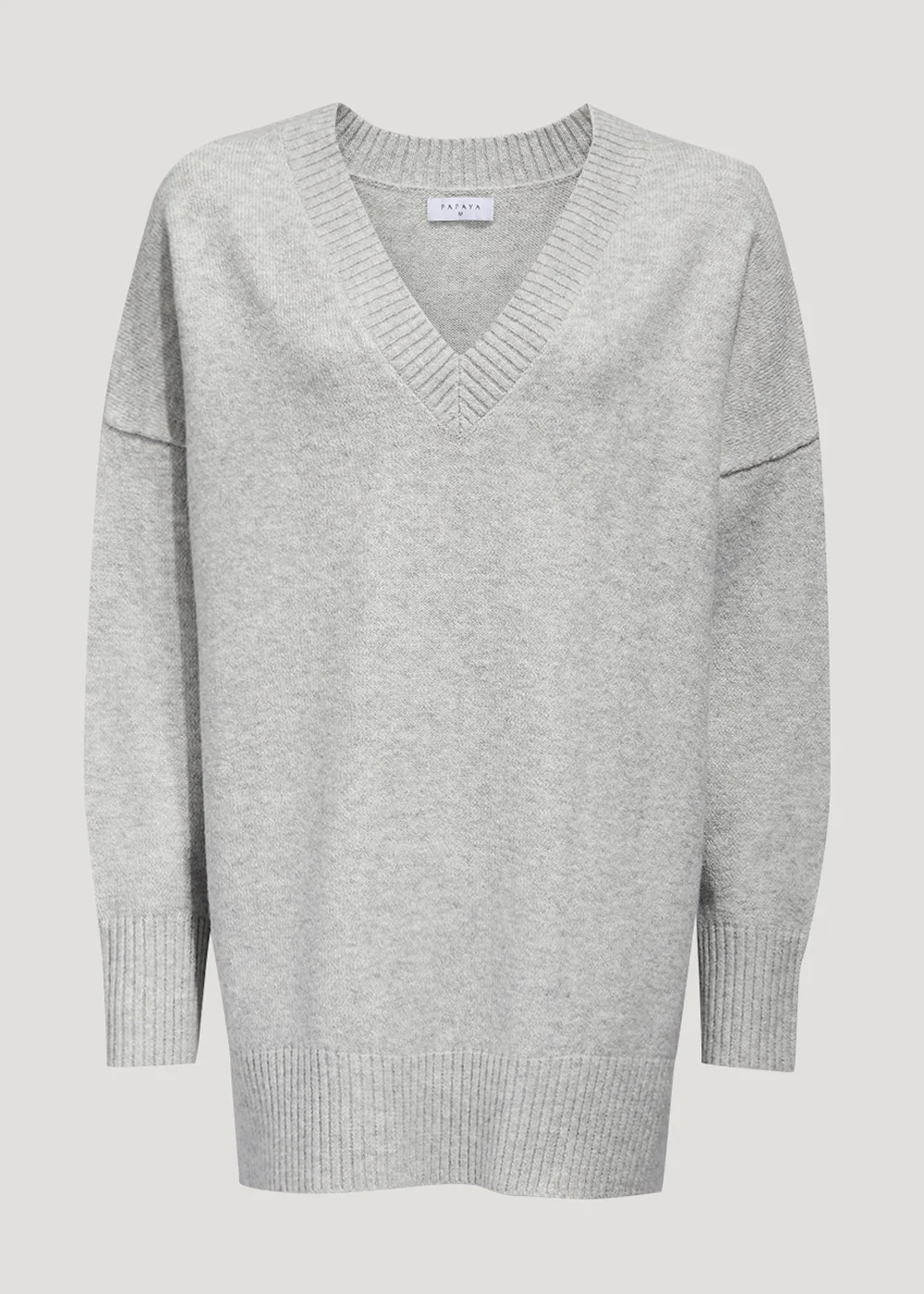 Grey V-Neck Jumper - S Image 1