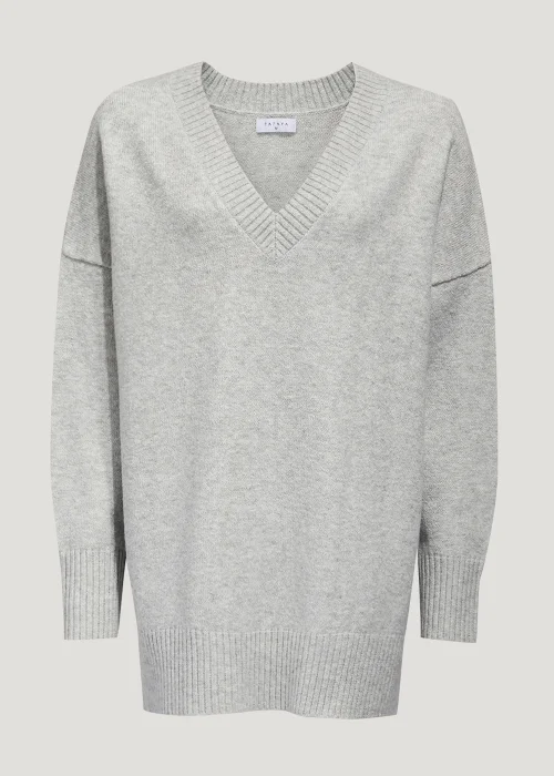 Grey V-Neck Jumper - S Image 1