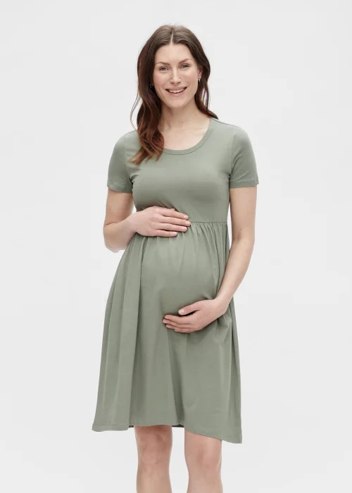 Mamalicious Maternity Green Mini Skater Dress - 6 Image 1