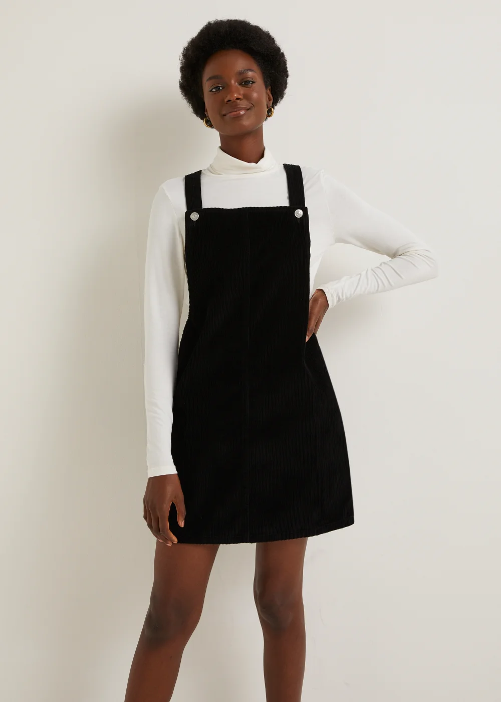 Black Cord Pinafore Dress - 8 | Matalan Black Cord Pinafore Dress - 8 | Matalan