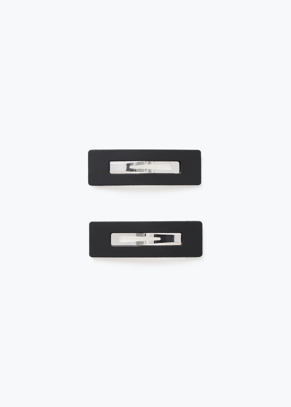 Matte Black Rectangle Snap Hair Clips - One Size Image 1
