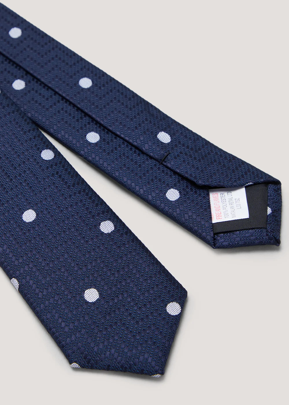 Boys Navy Polka Dot Tie (8-13yrs) - Age 8 - 13 Years Image 2