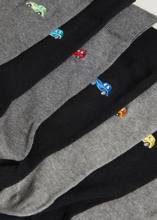 7 Pack Car Embroidery Socks - 6-8.5 Image 2