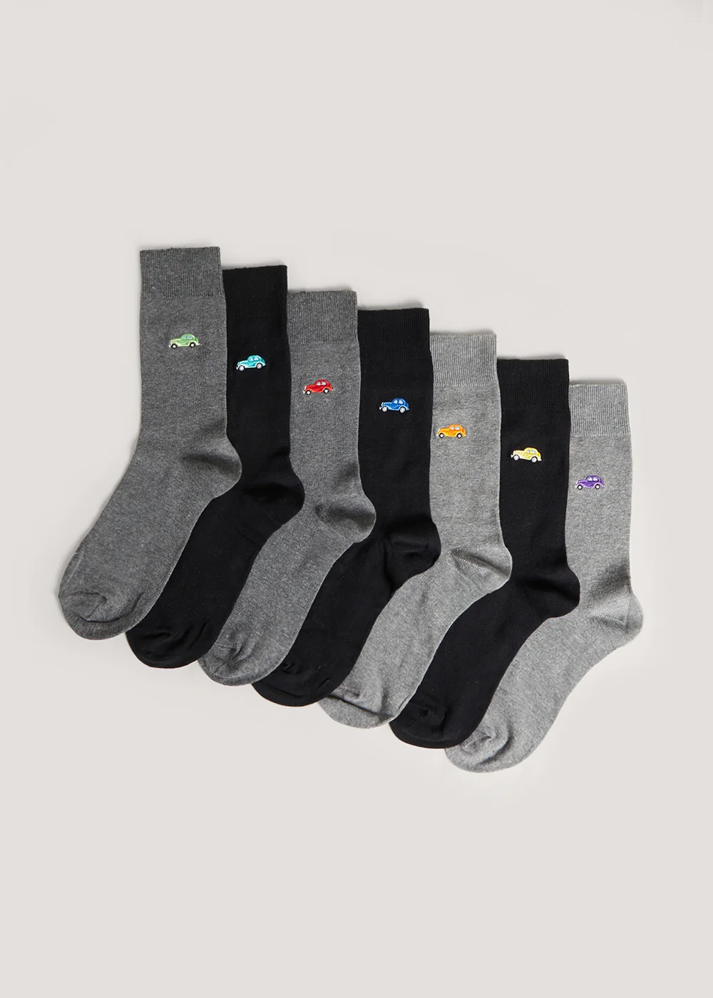 7 Pack Car Embroidery Socks - 6-8.5 Image 1