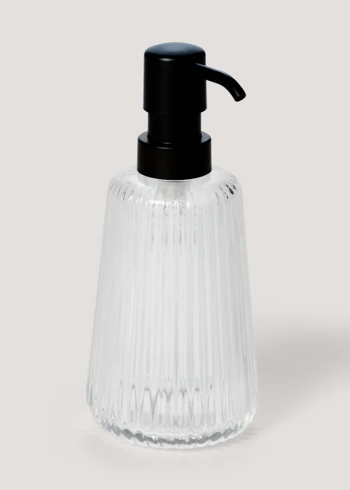 Clear Ribbed Glass Soap Dispenser Image 1