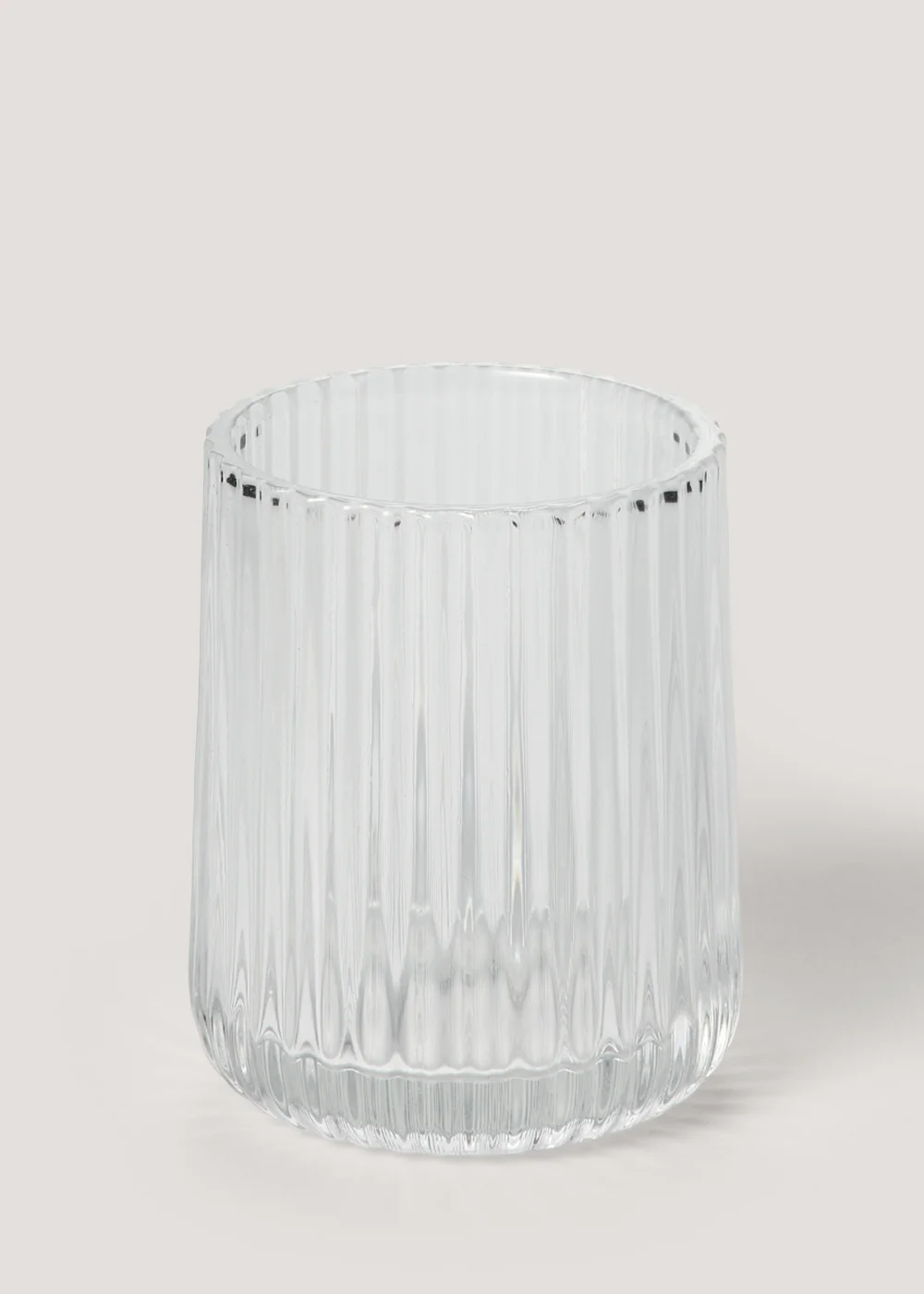 Clear Ribbed Glass Bathroom Tumbler Image 1