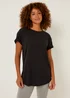 Black Essential Longline T-Shirt - Small Image 2