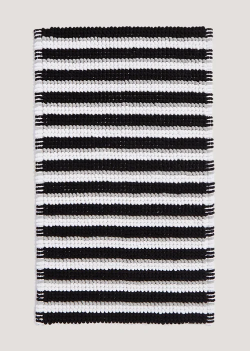 Monochrome Stripe Chenille Bath Mat Image 1