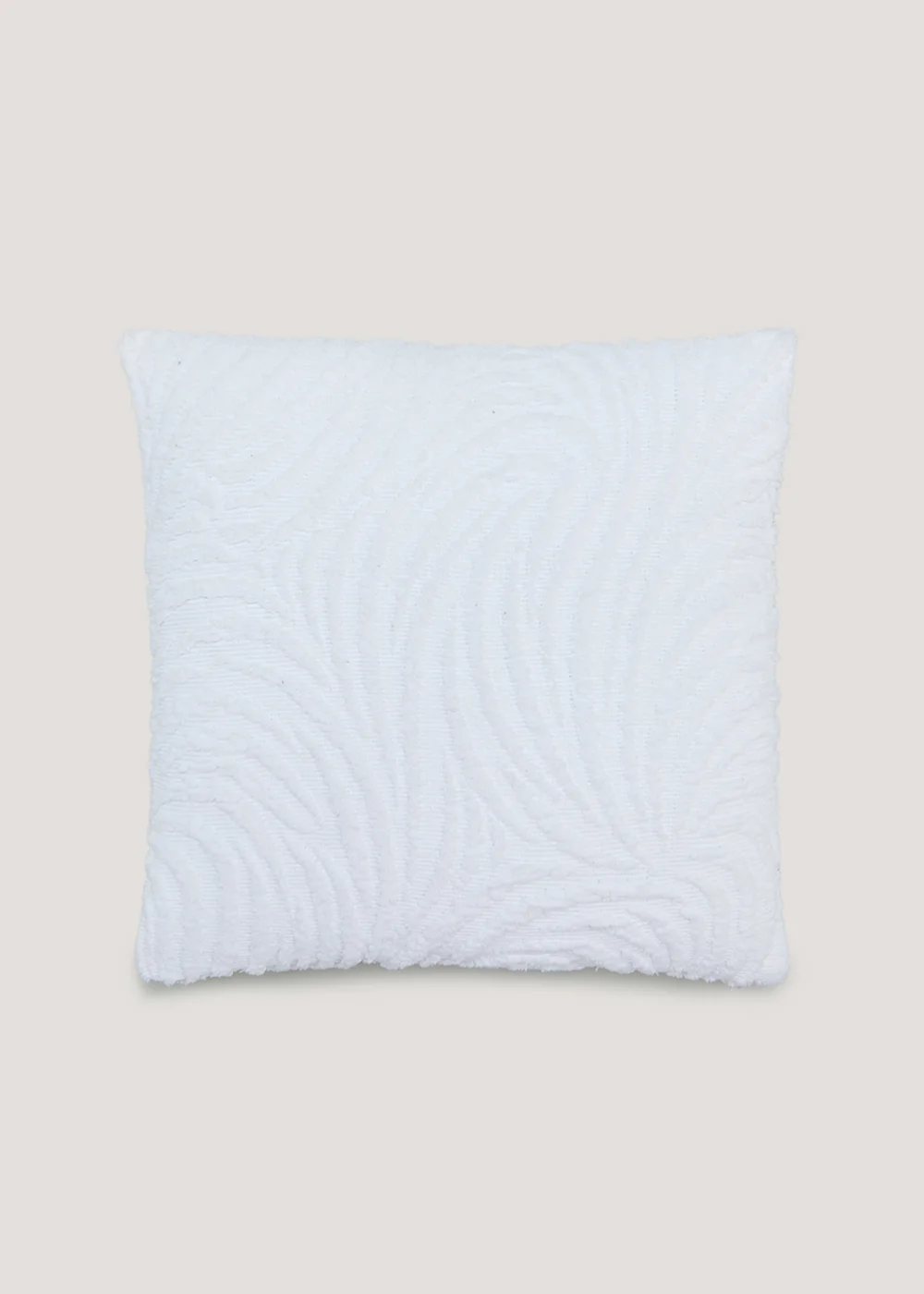 White Chenille Tufted Cushion (43cm x 43cm) Image 1