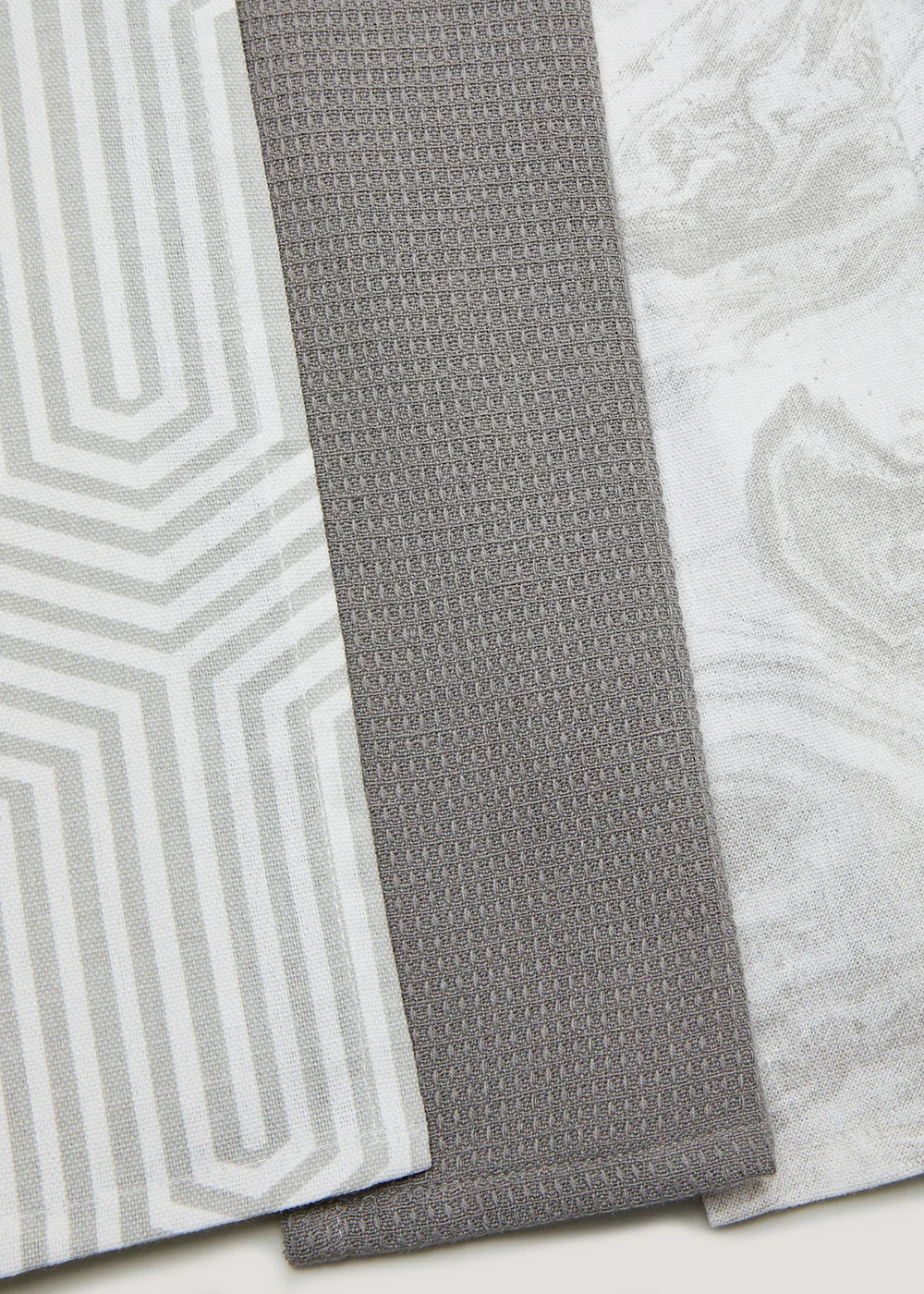 3 Pack Grey Marble Geo Tea Towels (45cm x 60cm) Image 2