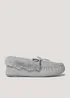 Grey Faux Fur Moccasin Slippers - Size 3 Image 1