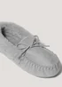 Grey Faux Fur Moccasin Slippers - Size 3 Image 2