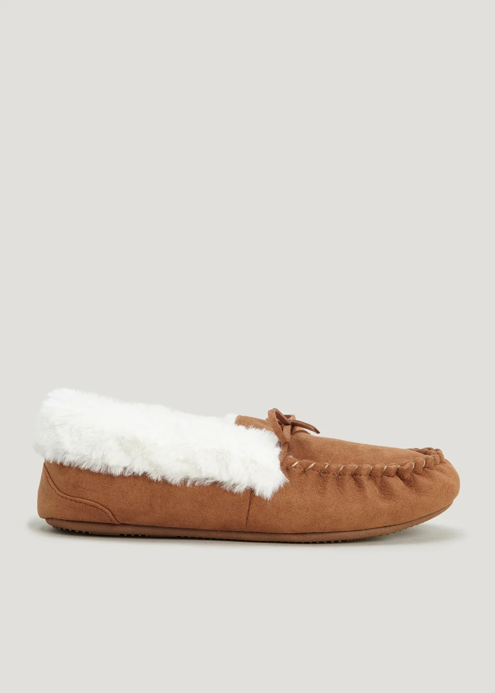 Tan Faux Fur Moccasin Slippers - Size 3 Image 1