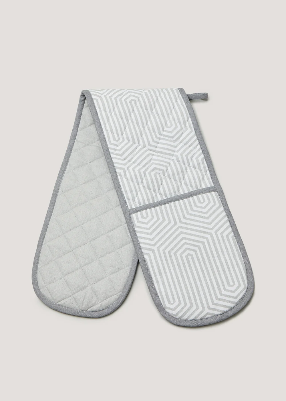 Grey Geometric Print Oven Gloves (92cm x 18cm) Image 1