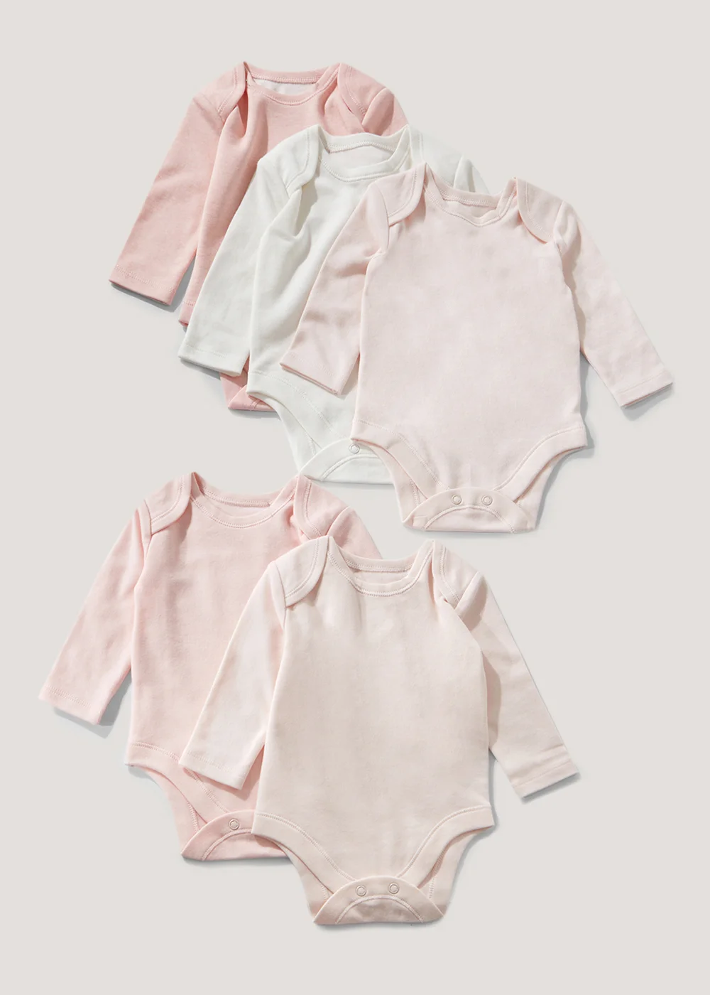 Baby 5 Pack Long Sleeve Bodysuits (Newborn-23mths) - 0-3 months Image 1
