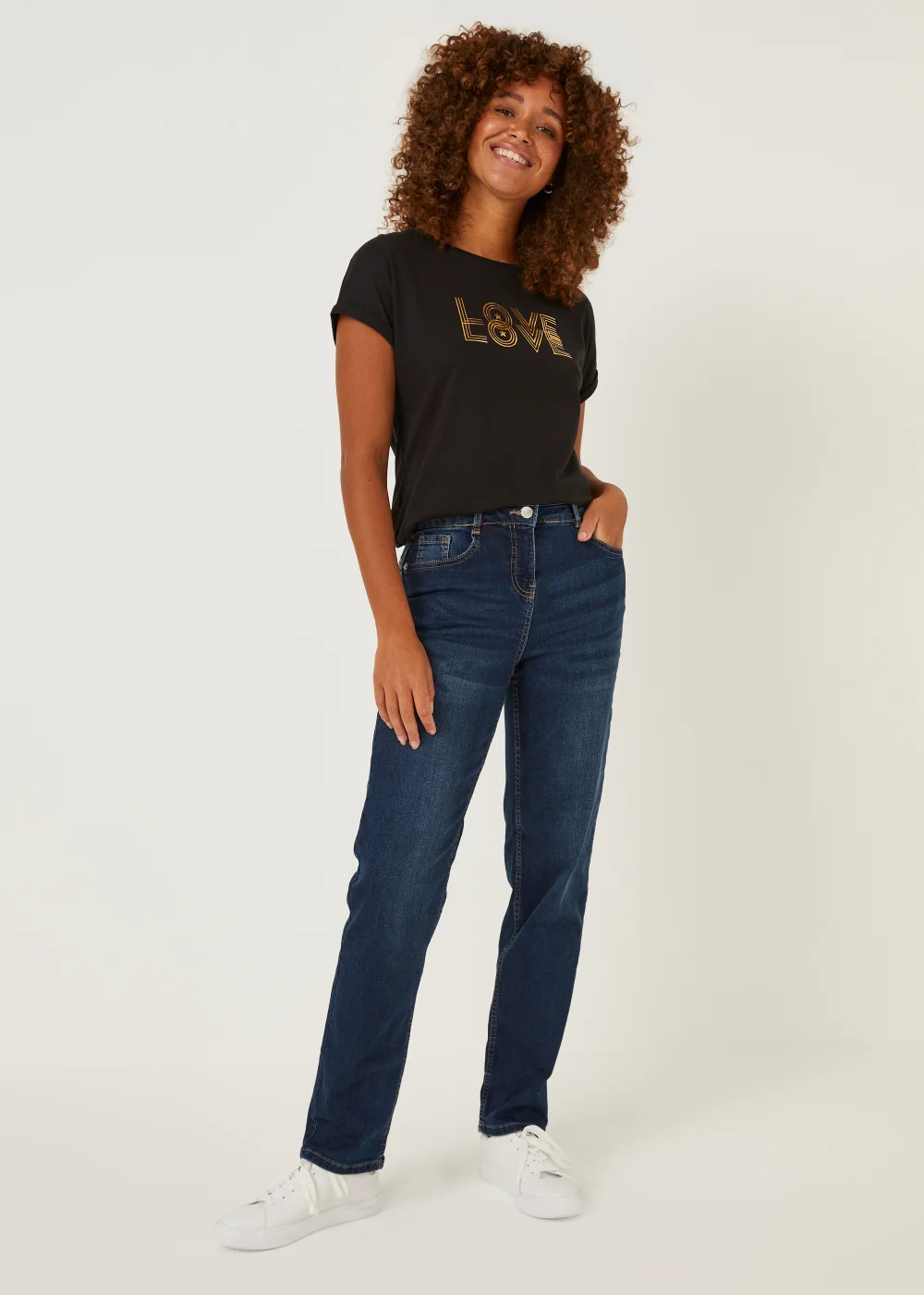 Grace Dark Wash Push Up Straight Leg Jeans - Size 8 Image 1