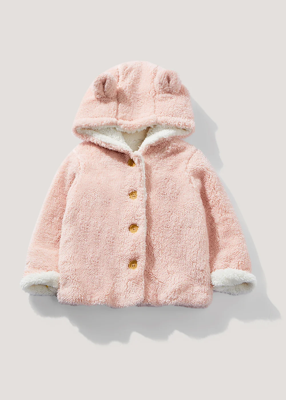 Baby Pink Teddy Fleece Jacket (Newborn-23mths) - Newborn Image 1