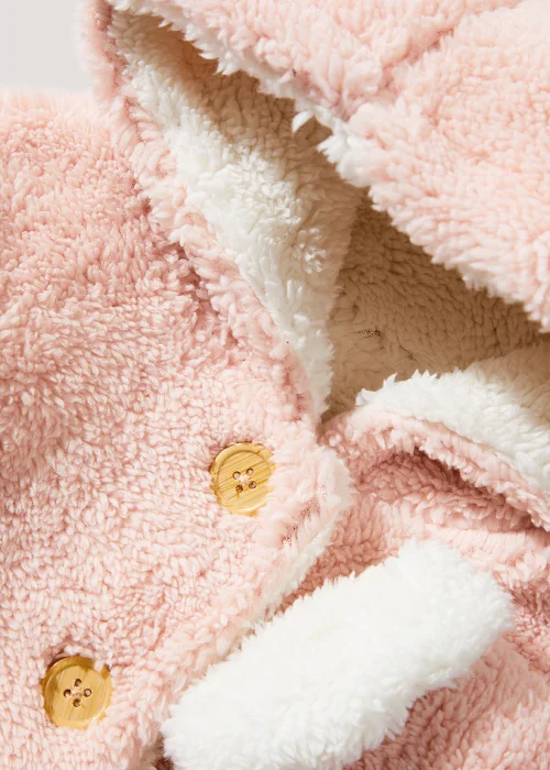 Baby Pink Teddy Fleece Jacket (Newborn-23mths) - Newborn Image 2