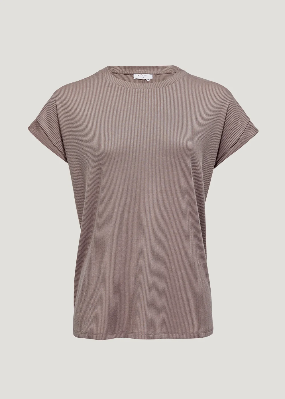 Brown Ribbed Longline T-Shirt - Small Image 5
