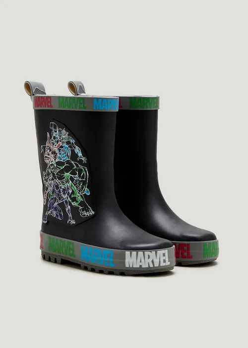 Boys Black Marvel Avengers Wellies (Younger 6-Older 2) - 2 Image 1
